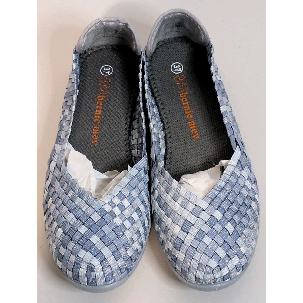 Bernie Mev Women's Catwalk Blue & Metallic Silver Woven Ballet Shoes Sz 6 (37)